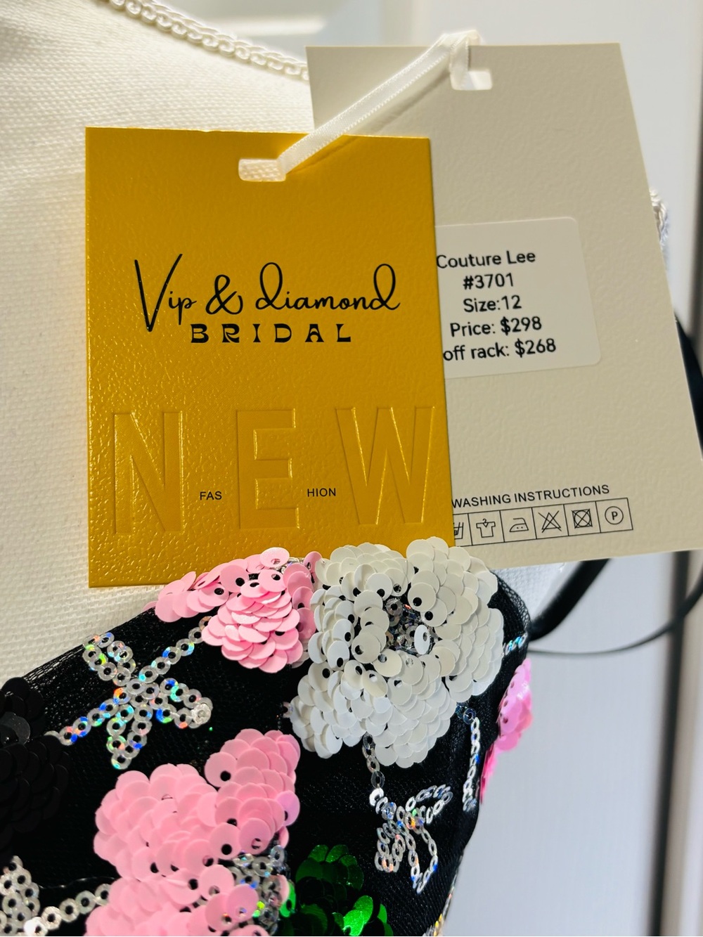 COUTURE LEE Strapless Garden In Bloom Floral Sequin Midi Black/Multi Sz 12 #3701 - Picture 12 of 16